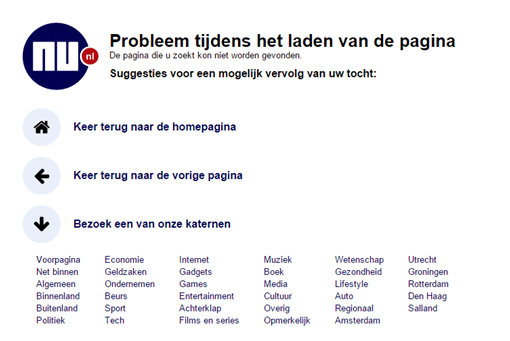 Voorbeeld goede 404 pagina